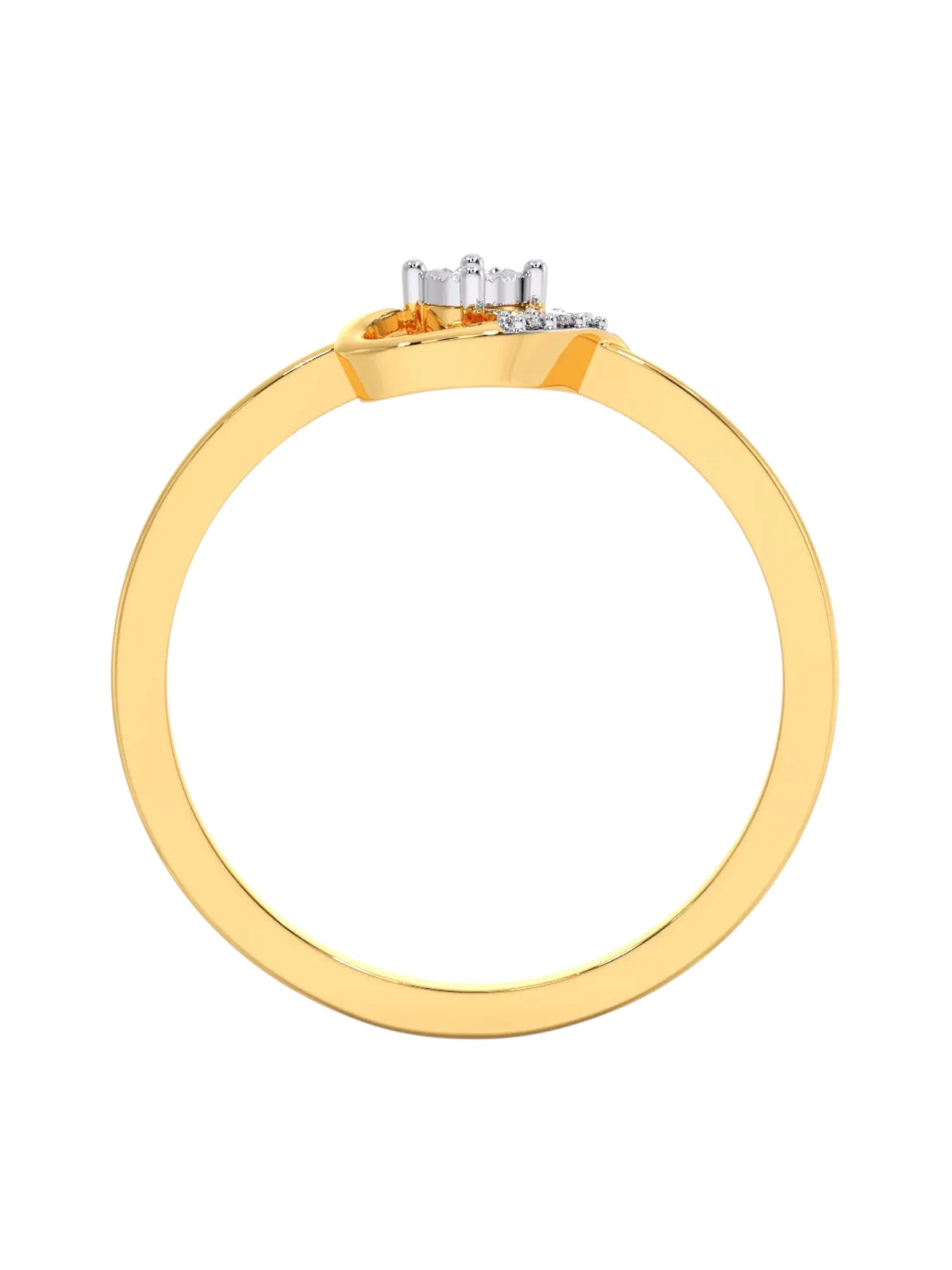 Heart Shaped 925 Sterling Silver Gold Plated CZ Stone Light Weight Ring For Women By Kesardeep Impex